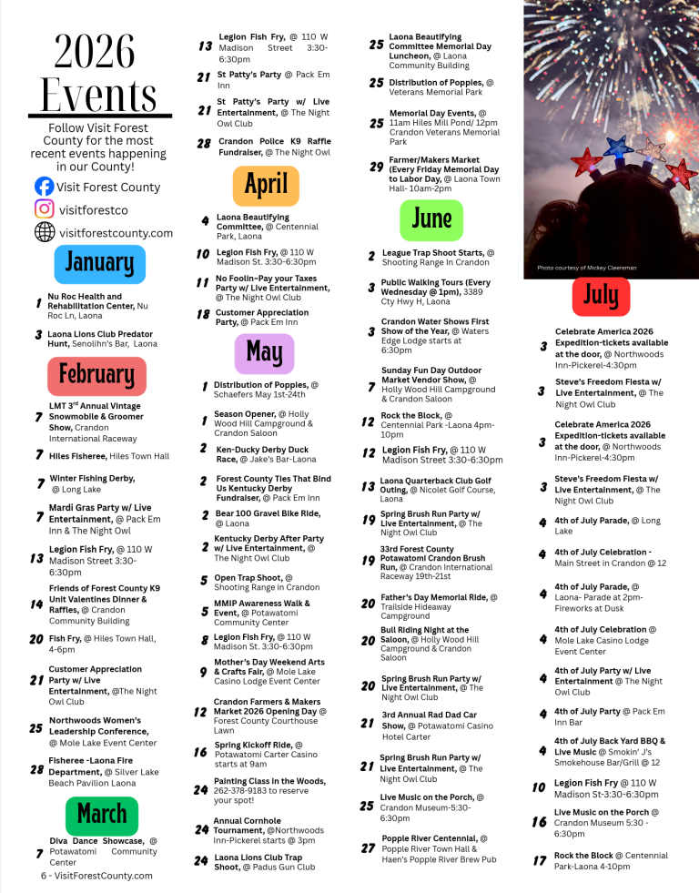 Find Events Events for July 2026 – Forest County Chamber Of Commerce